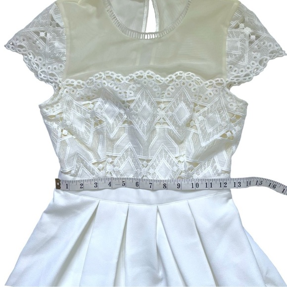 Ted Baker White Frizay Lace Bodice Pleated Tea Length Dress sz 2 - Picture 11 of 15